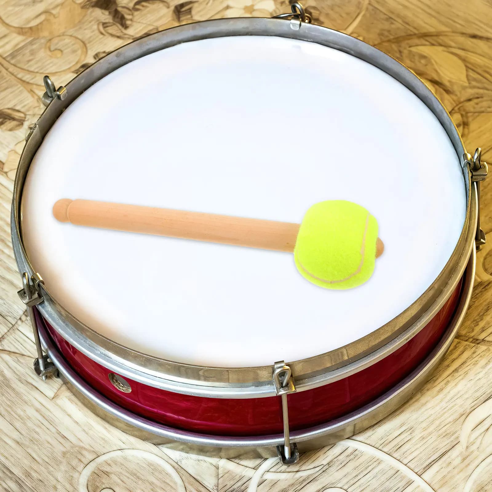 Bacchette per batteria con testa a sfera da tennis e manico in legno per principianti, per un suono potente, mazzuolo per grancassa, bacchette per percussioni
