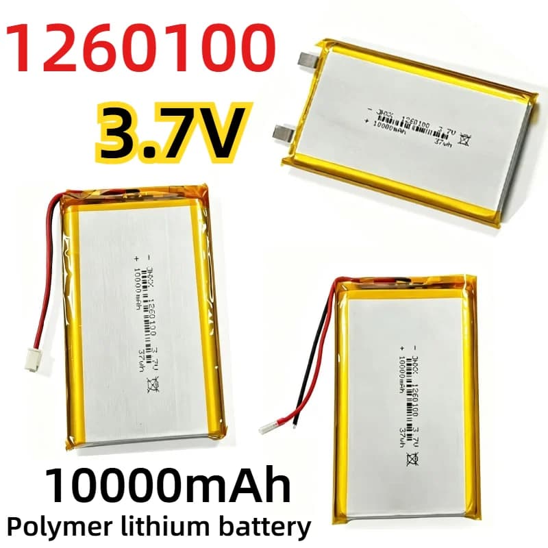 1260100 3.7V 10000mAh Lithium Polymer Li-Po Li Ion Rechargeable Battery Lipo Cells for Electrograph PDA Portable Speaker Toys