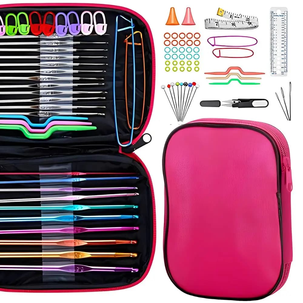 100Pcs Multicolor Crochet Needles Kit, DIY Handmade Craft Sewing Tools Set with Organizer Pouch YMY