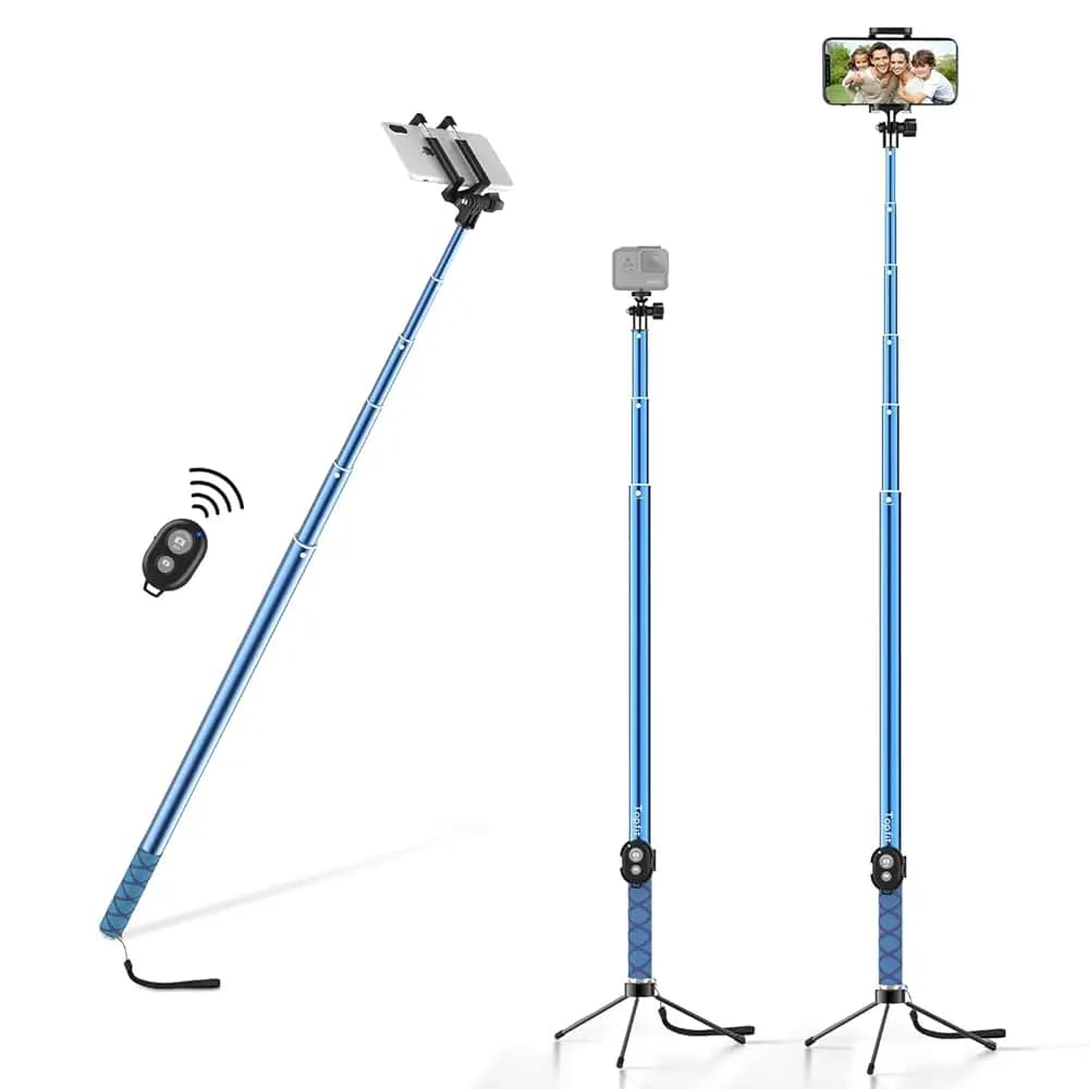 Bastone Selfie da 300 cm (118'') per iPhone e Android, Asta Super Lunga Estensibile, Treppiede Selfie con Telecomando, per Selfie/Video