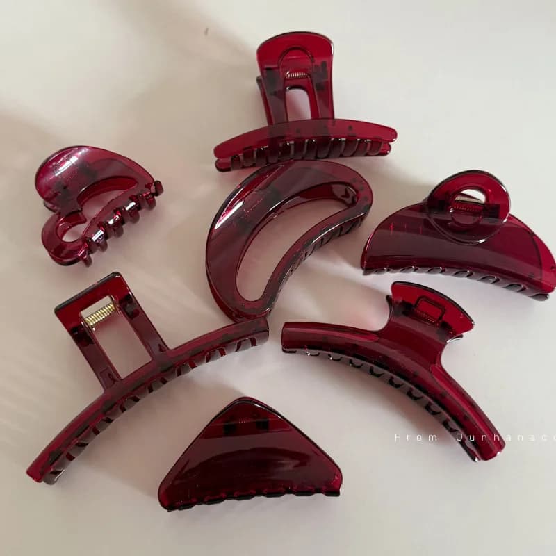 Clip per capelli premium bordeaux francese Clip per afferrare la parte posteriore della testa da donna Clip per capelli Forcina per squalo Accessori per la testa
