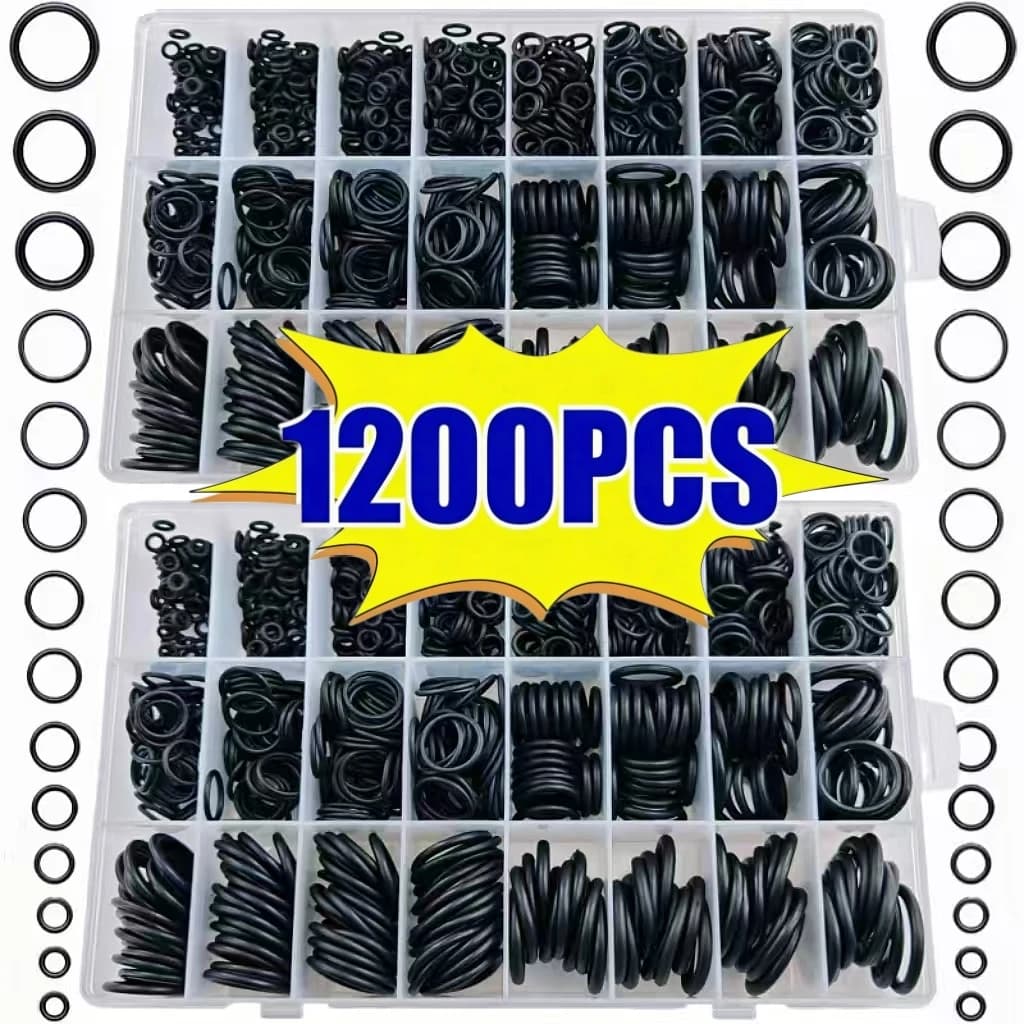 Kit di O-ring in gomma nitrilica da 1200 pezzi, 24 misure, combinazione di guarnizioni in gomma sintetica, adatte per macchine per la pulizia ad alta pressione