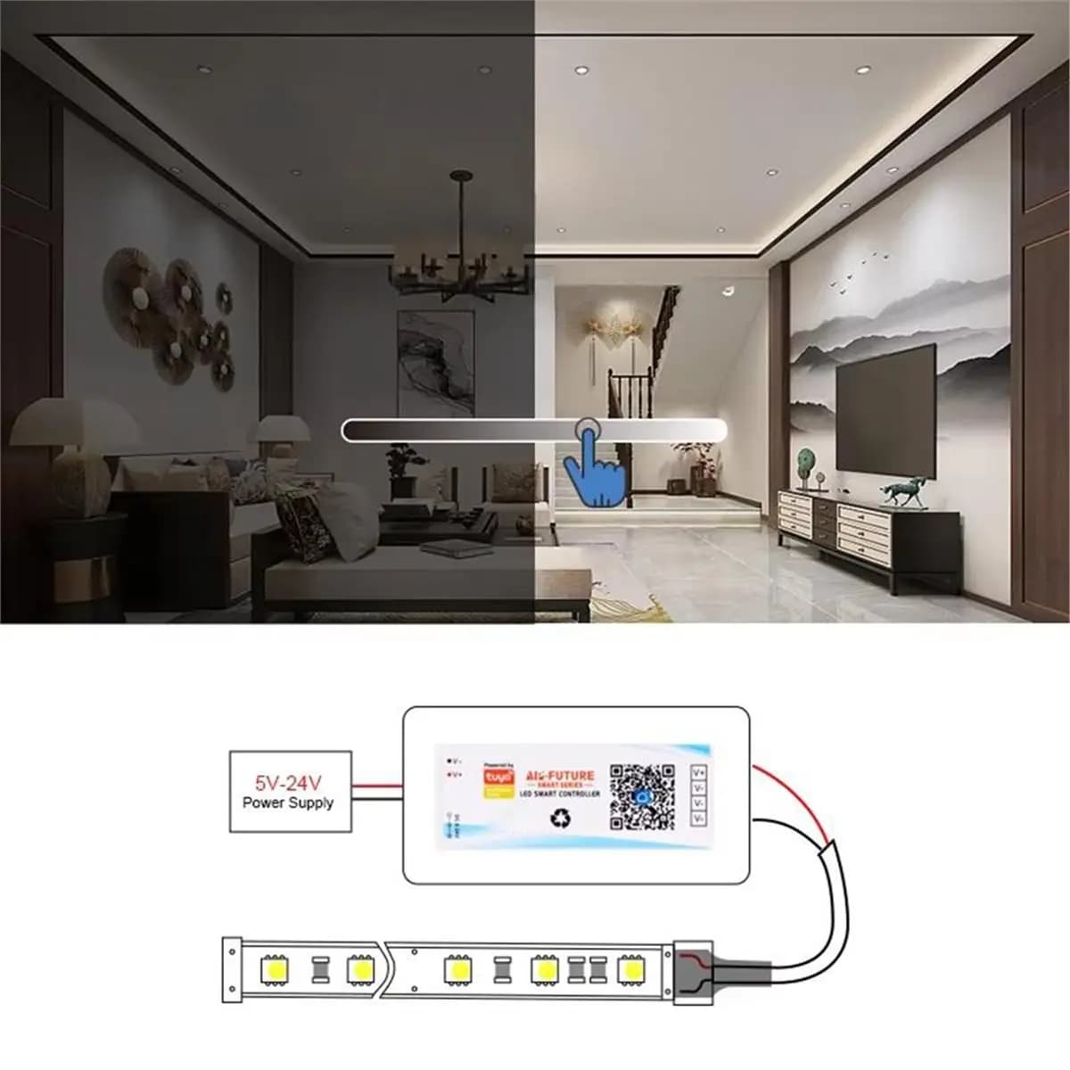 update. Tuya WiFi Smart LED Controller DC5-24V Single Color Dimmer LED Strip APP Remote Works for Alexa Google Home