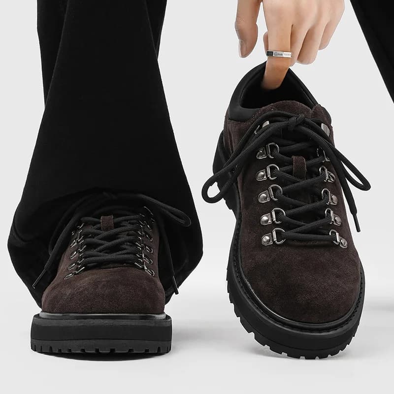 Scarpe Casual in Pelle da Uomo alla Moda, Stile Britannico in Pelle Scamosciata, Scarpe Derby con Plateau, Scarpe Eleganti da Uomo, Mocassini Taglia Grande 46