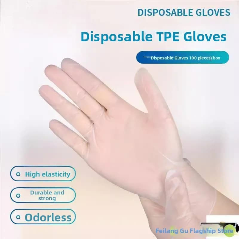 Guanti Elastici Monouso in TPE Ispessito, Resistenti all'Olio, per Pulizie Domestiche, Servizio Alimentare e Cucina