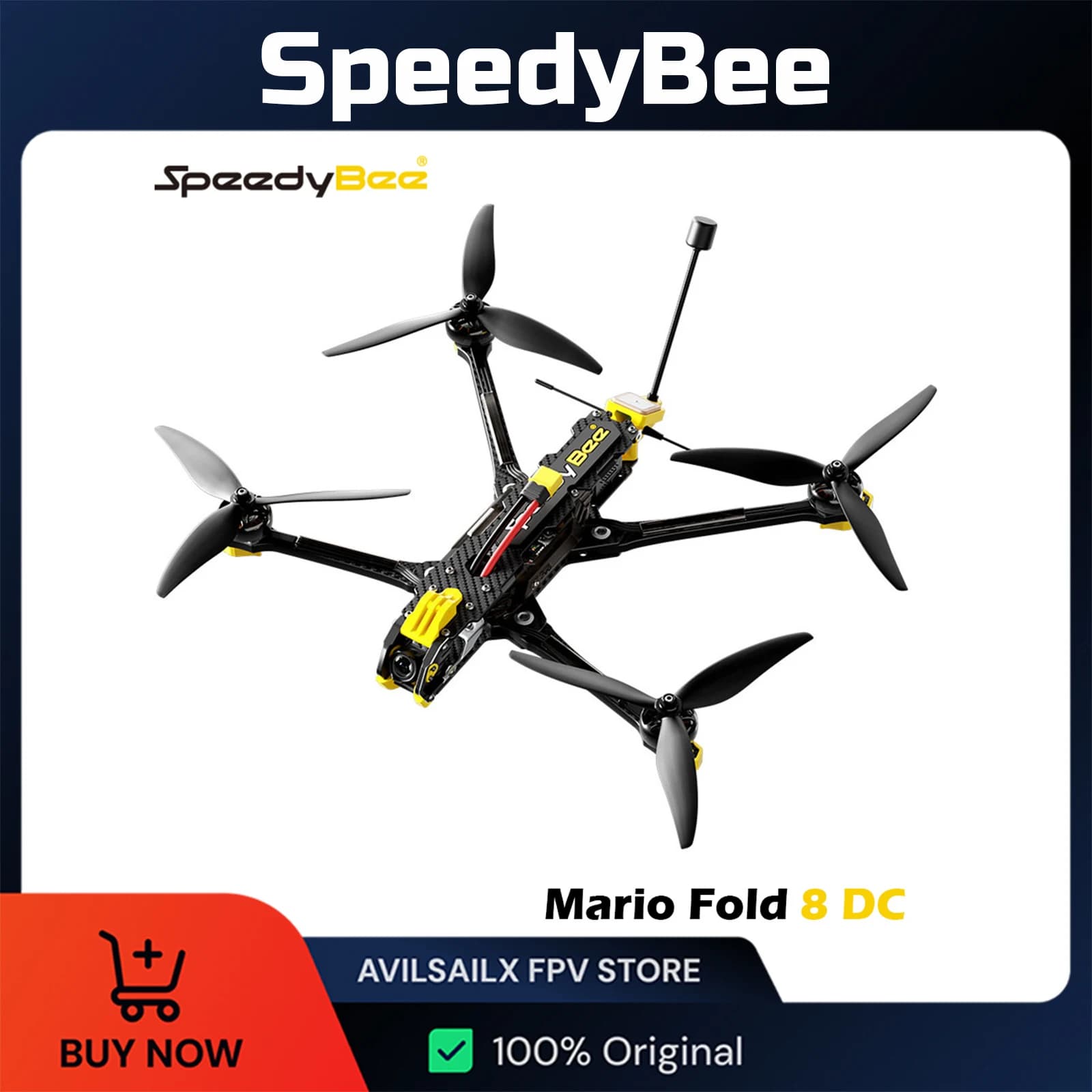 SpeedyBee Mario Fold 8 Telaio pieghevole CC a lungo raggio da 8 pollici per corse di lunghi tempi di volo