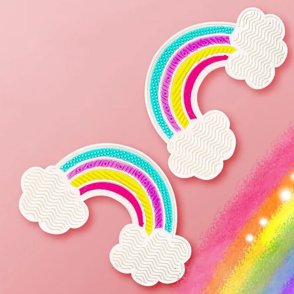 Tappetino per la Pulizia dei Pennelli da Trucco in Silicone a Forma di Arcobaleno, Pratico Strumento per la Pulizia e il Lavaggio