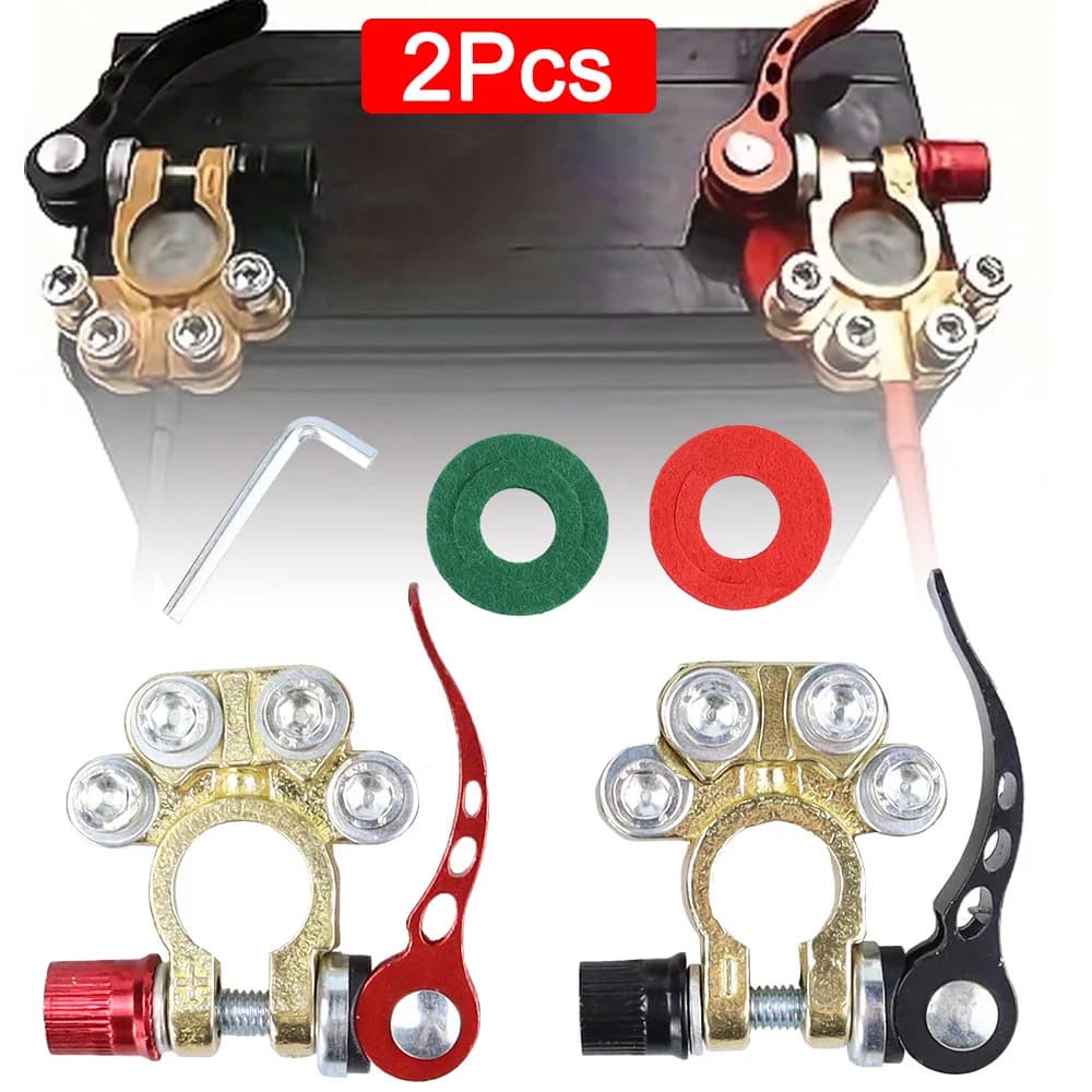 2 pcs battery terminal connectors for auto quick release 12V 24V positive negative end cable battery for auto type SAE/JIS