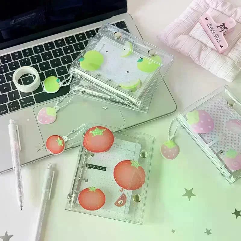 Colorful Transparent Binder Loose Cover Journal Sketchbook Office Supplies Accessories