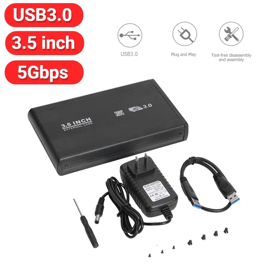 Custodia per disco rigido da 2,5/3,5 pollici Custodia per disco rigido SSD HDD da USB 3.0/2.0 a porta SATA Custodia per disco rigido a stato solido esterno USB 3.0 da 5 Gbps