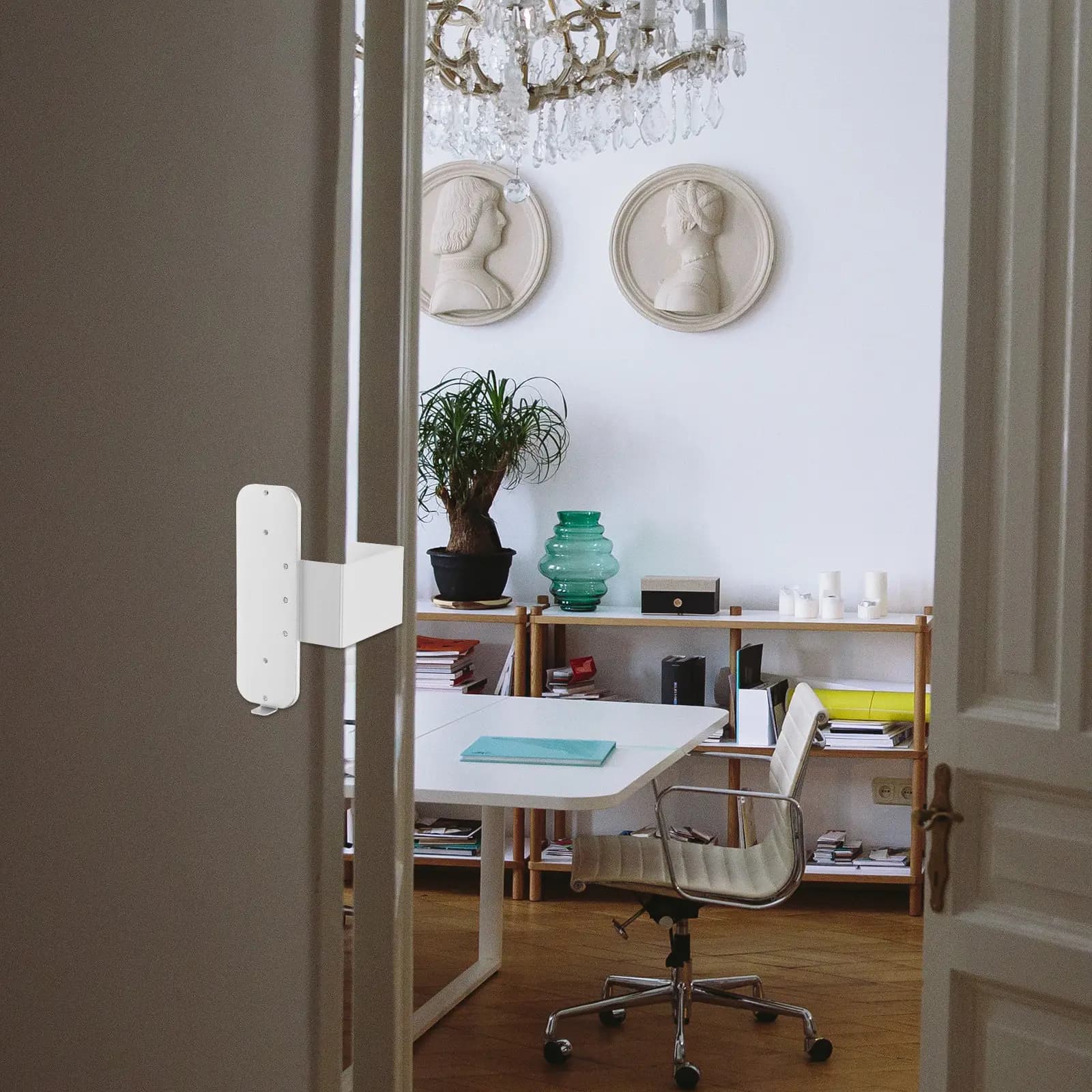 Supporto per Videocitofono Antifurto in Acciaio Inox e Lega di Alluminio, Morsetto per Porta Senza Foratura per Porte con Apertura Interna a Destra e Sinistra