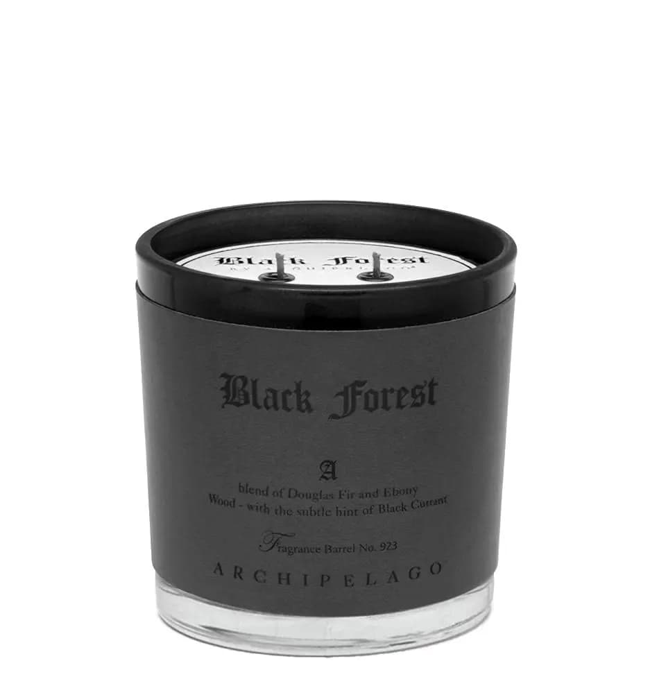 Black Forest Scented Candle, Dark Wood Aroma and Blackcurrant, 100 Hours Duration in Leather Container