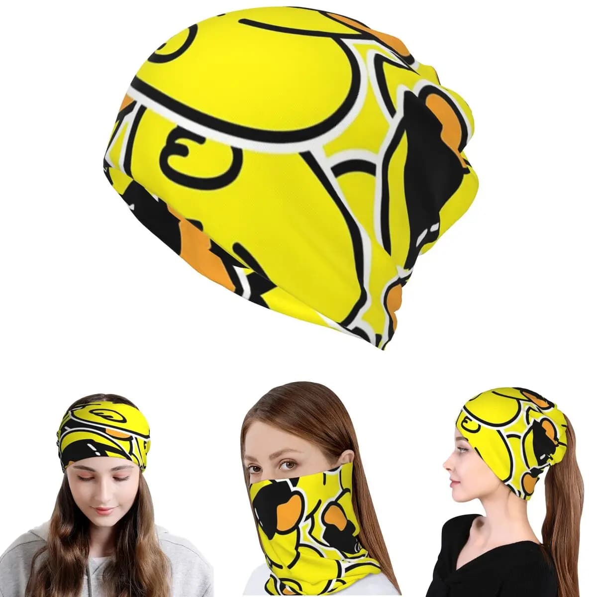 Sciarpa Multifunzione Gialla Classica con Motivo Paperella in Gomma, Copricollo, Maschera, Sciarpa per Ciclismo, Berretto, Unisex, Traspirante per Adulti