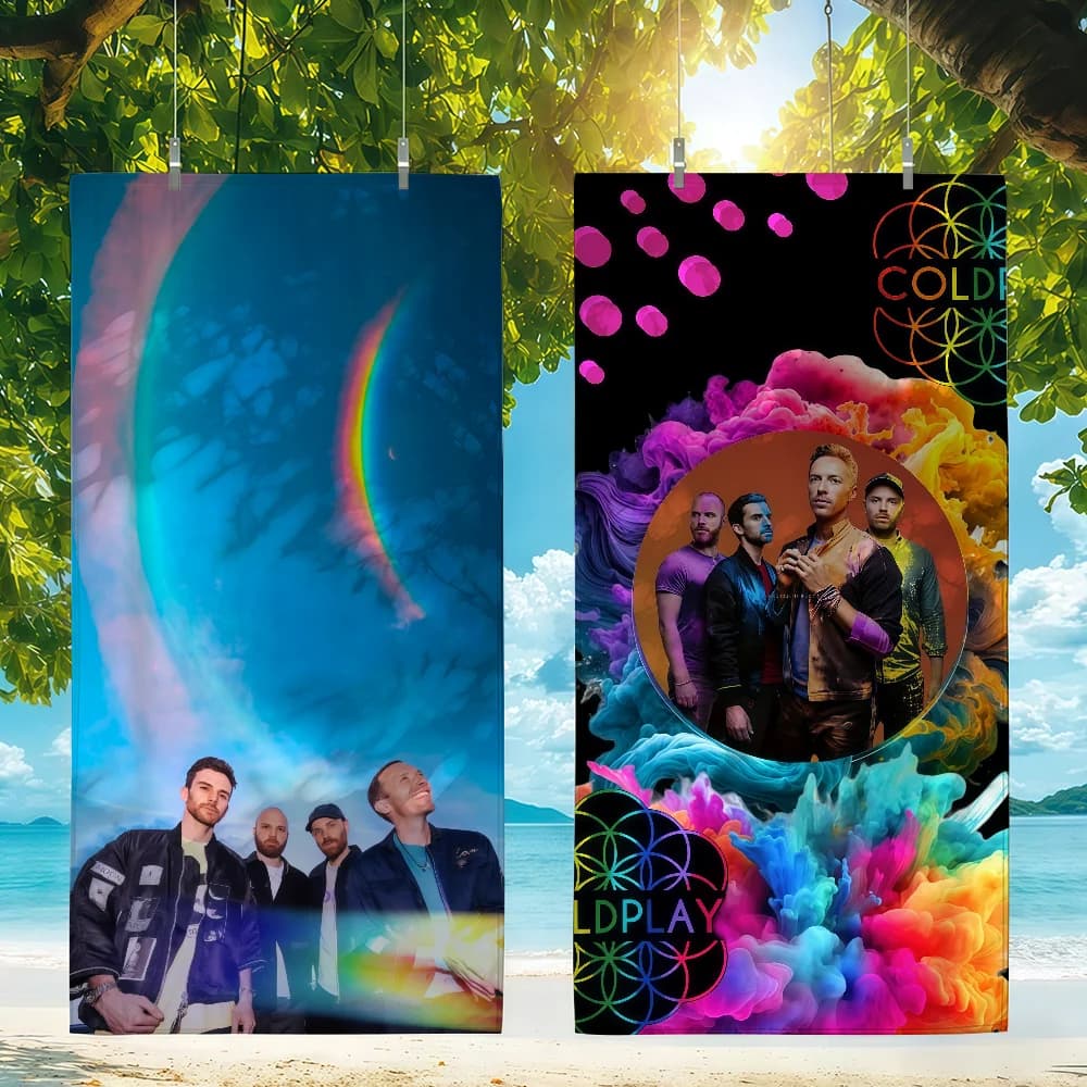 Asciugamano da spiaggia Band C-COLDPLAY, leggero, delicato sulla pelle, ideale per piscina, spiaggia, campeggio, crociere, estate