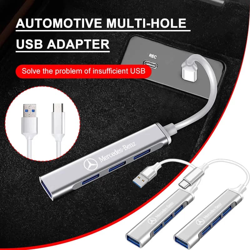 1 Pz Type-C Turn USB Adapter Hub for Mercedes Benz GLE63 CLS63 GLC63 W204 W205 C63 W212 W213 E63 W222 AMG