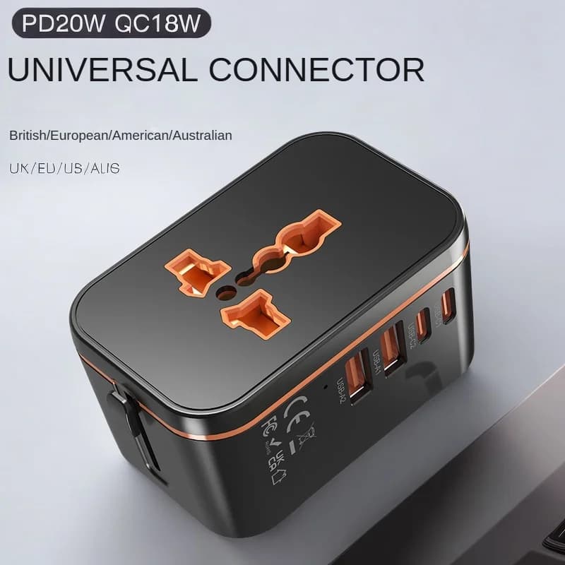 Adattatore per caricabatterie rapido GaN Convertitore da viaggio multi-porta da 1 a Multi globale per uso in tutto il mondo