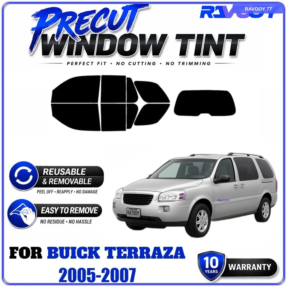 RAVOOY Precut Window Tint, Reusable Removable EPU Film, Custom Fit for Buick Terraza 2005-2007, UV Heat Protection
