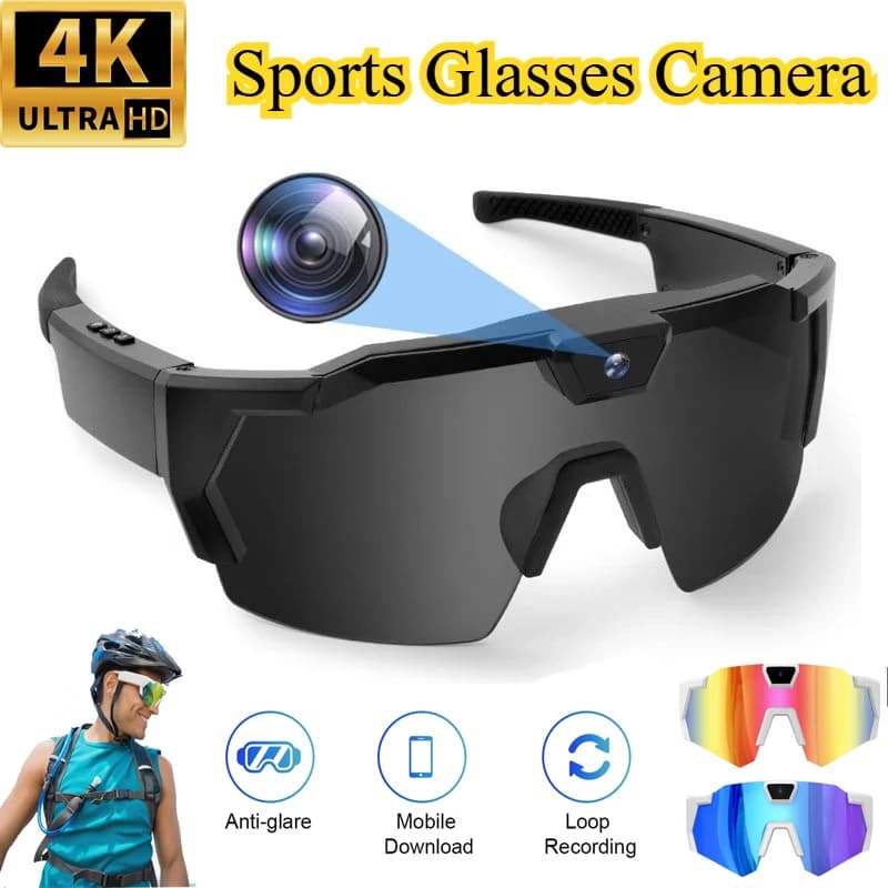 Occhiali intelligenti AI 1200W Pixel 8K HD Videocamera Registrazione video Ciclismo all'aperto Sci Antivento Protezione per gli occhi Occhiali da sole per fotografia