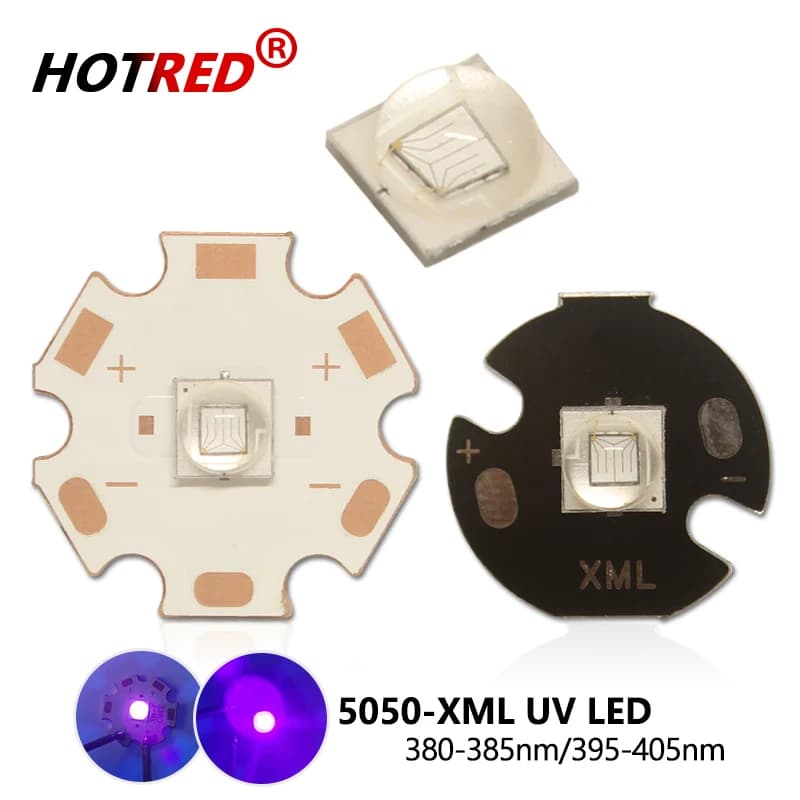 10W UV LED 5050 XMLLT6 XMLL2 LG Chip Viola 3-3.7V 385nm 395nm 400nm Chip Bead Diodo Torcia Parte Accessorio Stampante Polimerizzazione