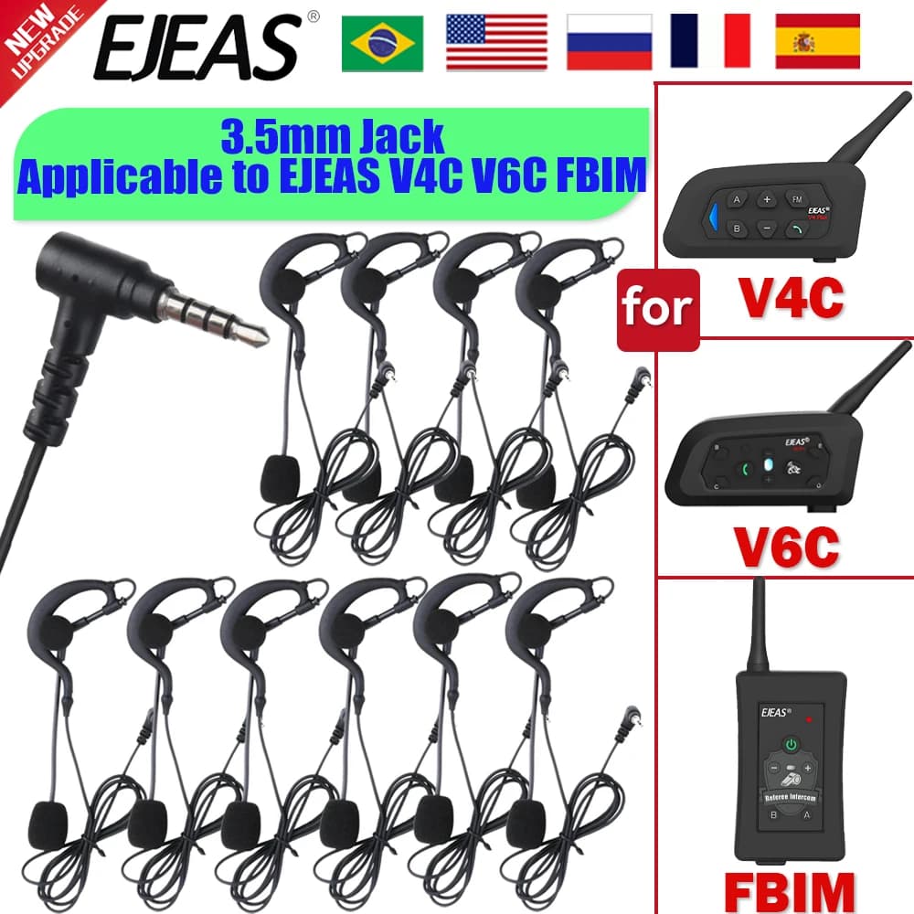 Cuffie interfono per arbitro di calcio con interfaccia da 3,5 mm per Vnetphone EJEAS V4/V6C PLUS/PRO FBIM Accessori per walkie-talkie full duplex