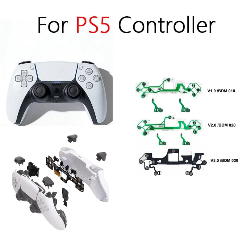 Pellicola Conduttiva per Controller PlayStation 5 V1 V2 V3, Kit di Sostituzione del Circuito a Nastro e Tastierino per Controller PS5