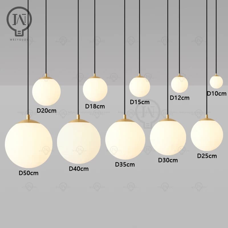 Lampada a sospensione circolare bianca con sfera di vetro, luce decorativa per bar ristorante negozio, luce per camera da letto sala studio, lampada da scrivania bar