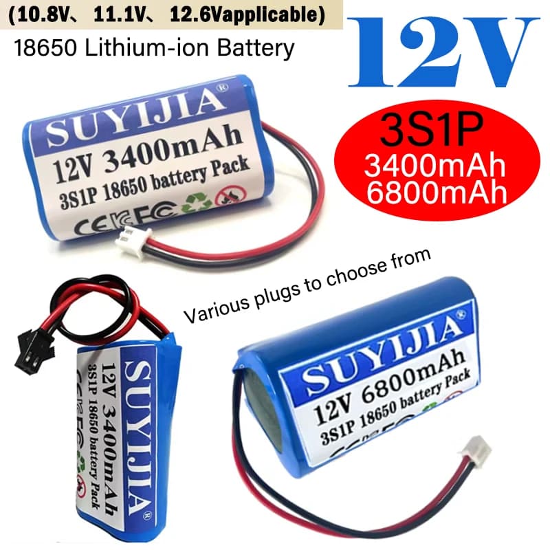 Nuova batteria 12V 3S1P 3400mAh/6800mAh 12.6v 11.1v 18650 Batteria agli ioni di litio Batteria ricaricabile per telecamera CCTV Fascia Gun