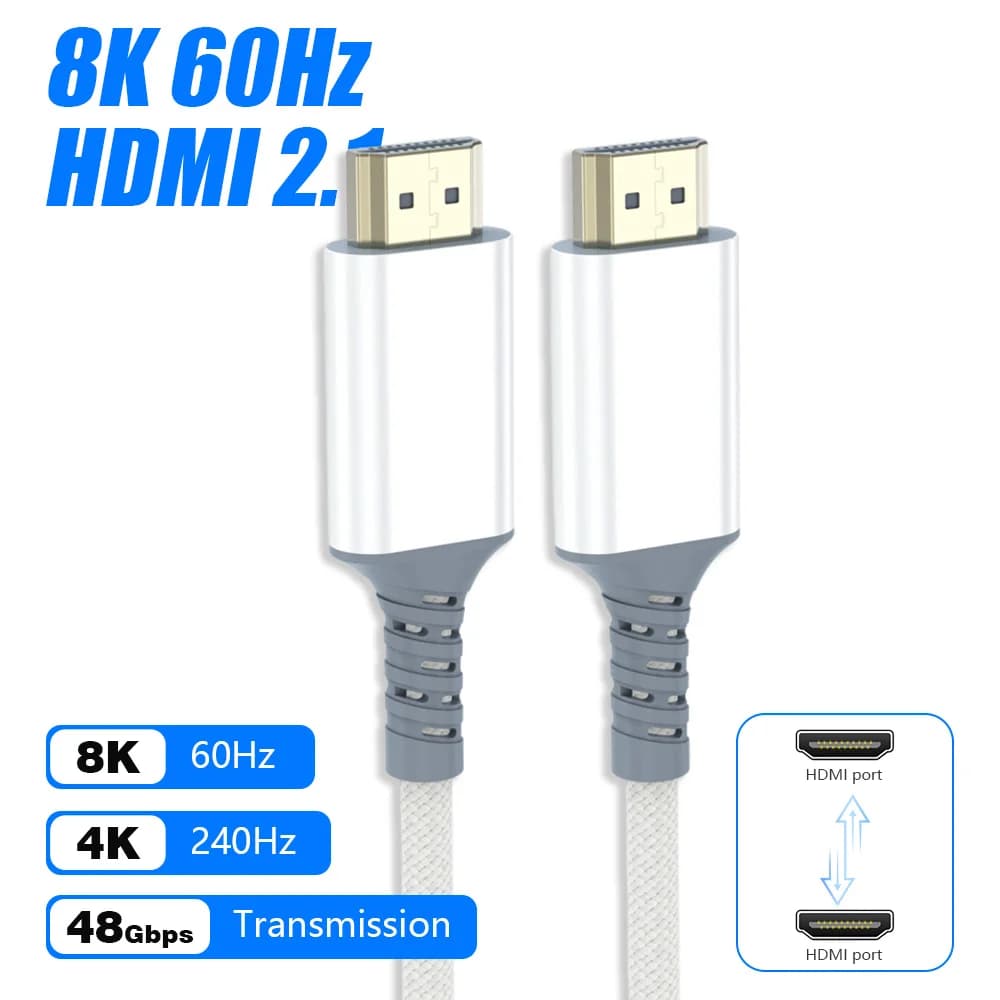 Cavo HDMI 2.1 8K/60Hz 4K/120Hz 48Gbps HDR10+ dinamico/eARC/HDCP 2.3 per PS5 PS4 Xbox RTX3080 3090 Laptop Display Proiettore