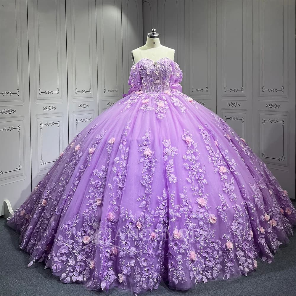 Nuovo 2025 Viola Principessa Abito Quinceanera Glitter Perline Paillettes Perle Abiti da 15 Anos Dolce 16 Abito da ballo Personalizzato