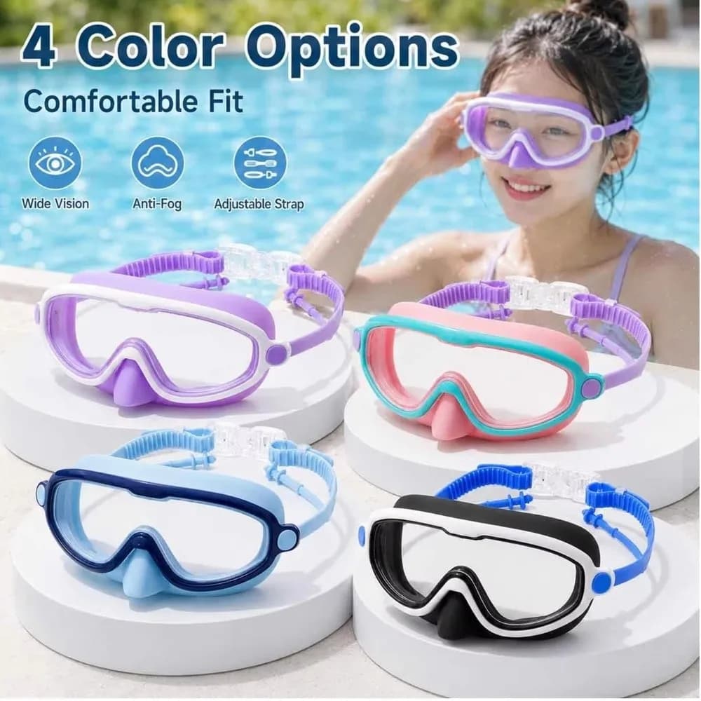 Professional Silicone Swimming Glasses HD View Anti-fog Swim Goggles Big Frame Waterproof Swimming Goggles Children
