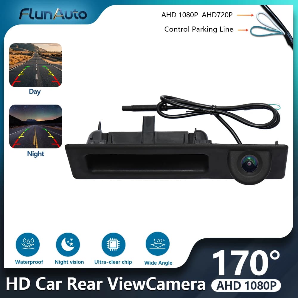 Telecamera posteriore per auto AHD1080P170 per BMW Serie 5 F10 F11 Serie 3 F30 F31 F32 X3 F25 con visione notturna e retromarcia