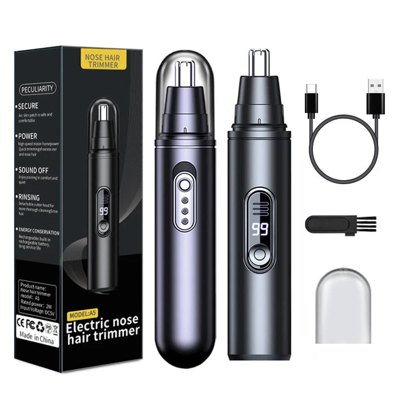 Haircuts for painless nose, portable trimmer for nose, ears and eyebrows, for man and woman, electric and rechargeable.