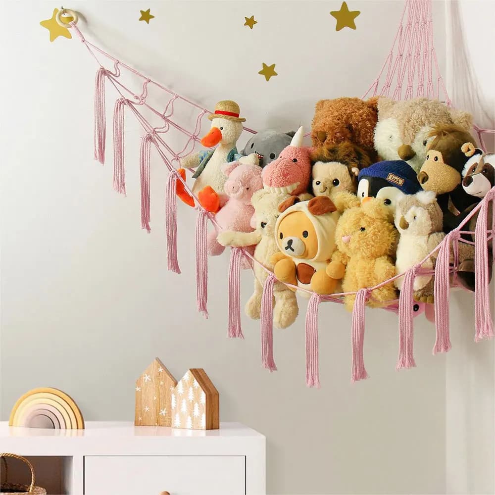 1Pc Giocattolo Amache Angolo Della Parete Appeso Rete di Stoccaggio Organizzatore Tessuto Per Bambini Farcito Maglia Amaca Animale Del Bambino Corda Amaca Borsa di Cotone