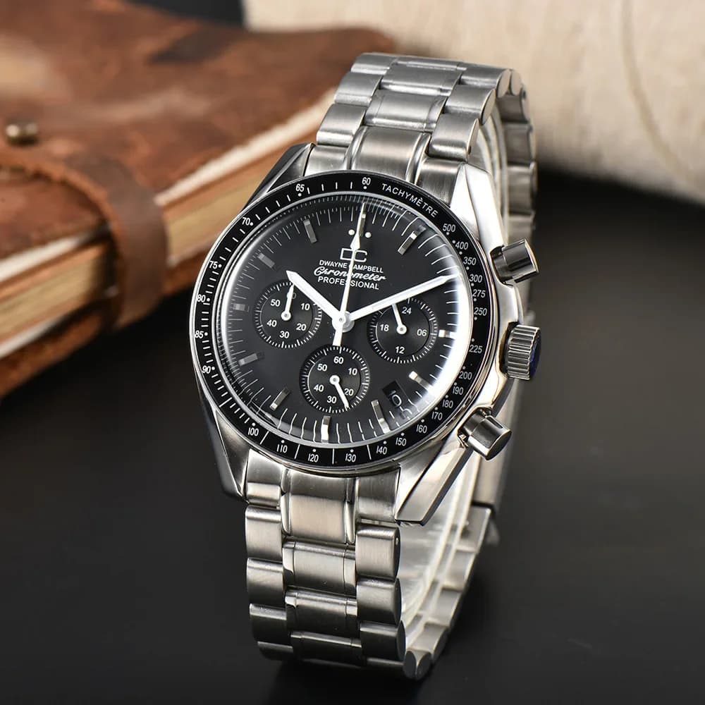 Orologi da uomo di lusso di marca 40mm Cassa in acciaio inossidabile Moonwatch per cronografo da uomo d'affari VK63 movimento al quarzo