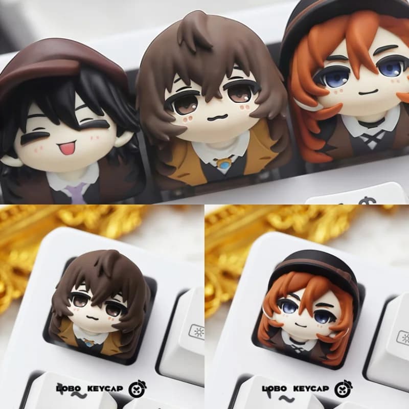 Disponibile: Keycap Personalizzato in Resina Bungo Stray Dogs Osamu Dazai Chuuya Nakahara Ranpo Edogawa per Tastiera Meccanica da Collezione