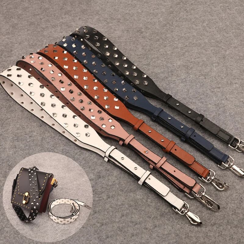 Tracolla di ricambio per borsa in pelle Borsa con rivetti in metallo regolabile Tracolle per borsa Maniglia per cintura Borsa a tracolla Accessori fai da te