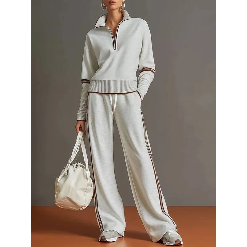2026 Spring New Cross-Border Independent Station Amazon European and American Solid Color Contrast Long-Sleeve Sports Suit