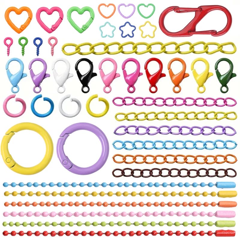 Colorful Mixed Alloy Jumping Rings Mosket Closure Eyelets Screw Pins Keychain Creating DIY Jewelry Accessories Supplies