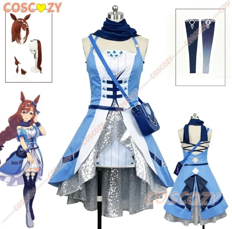 Anime Uma Musume Pretty Derby Super Creek Cosplay Costume Wig Ear Tail Halloween Christmas Party Adult Props