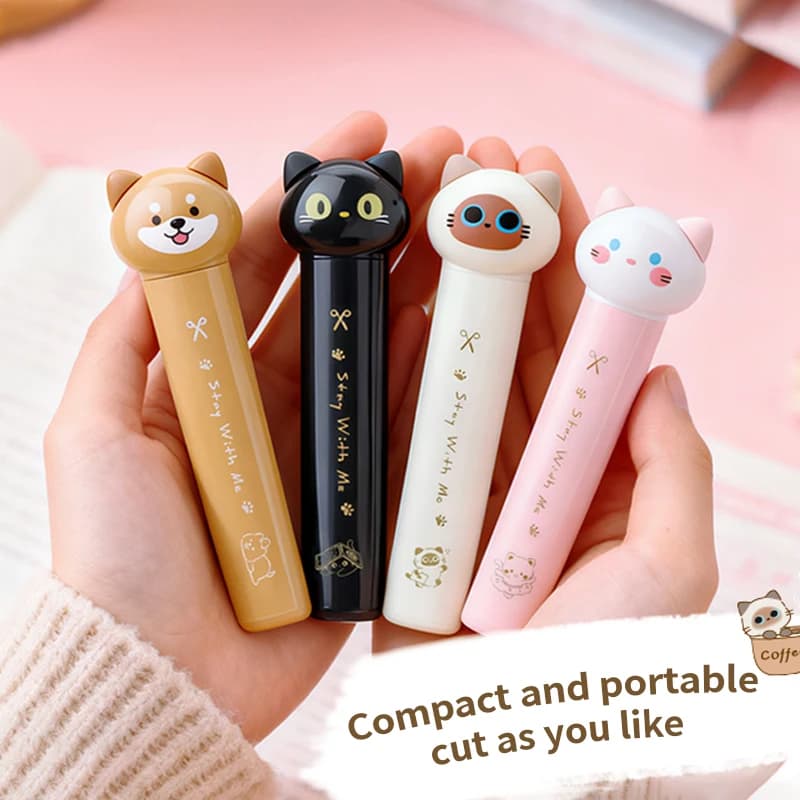 Mr.Paper 4 Stili Serie Furry Town Forbici Portatili a Forma di Penna Design Kawaii Gatto e Cane Forniture per Artigianato Fai-da-Te
