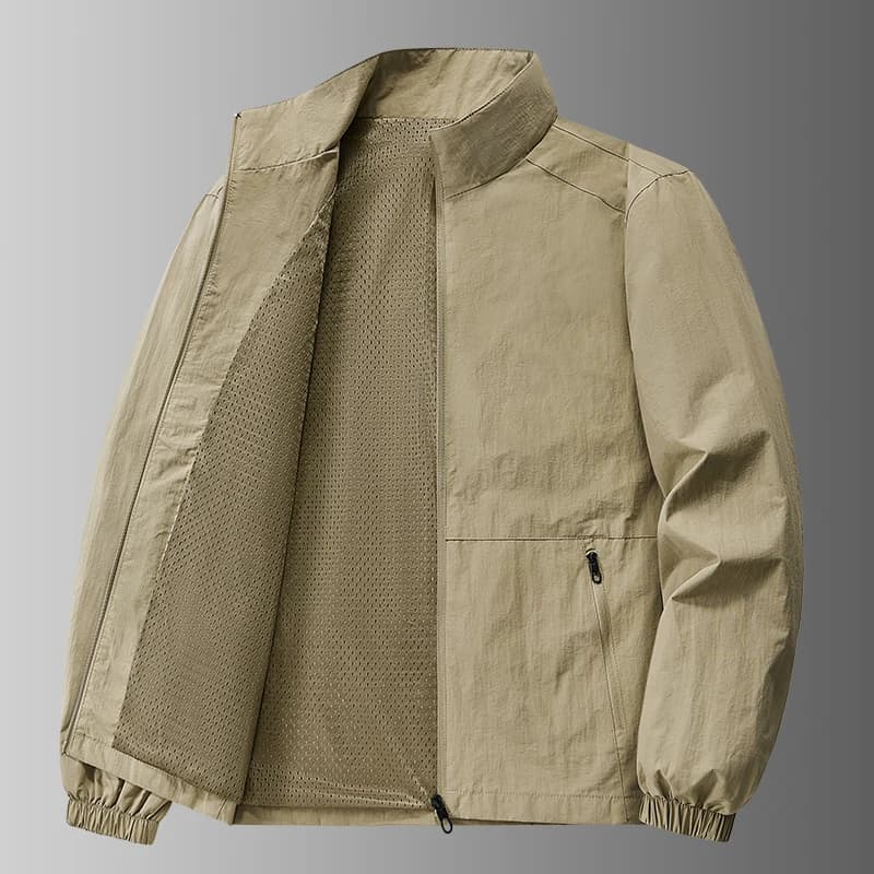 Men's Casual Jacket - Stand Collar Outdoor Windbreaker, Loose Fit Spring/Fall Coat for Sports/Daily Wear