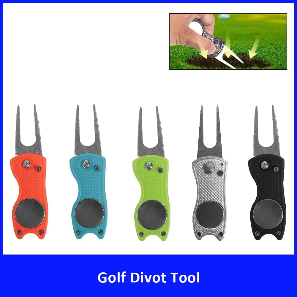 Strumento di riparazione pieghevole per divot da golf con detergente per scanalature del passo, mettere la forcella verde, ausili per l'allenamento del golf, accessori per utensili per palline da golf