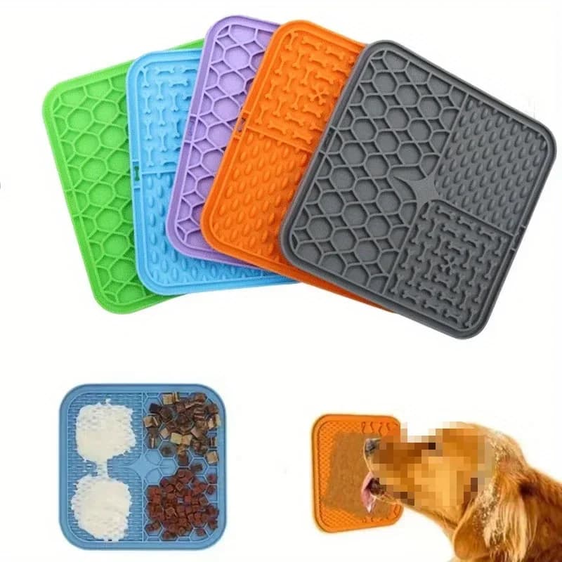 Tappetino per leccare cani in silicone Alimentatore lento Tappetino per alimentazione animali domestici Bagno Addestramento per animali domestici Dispenser in silicone Design a ventosa per cani