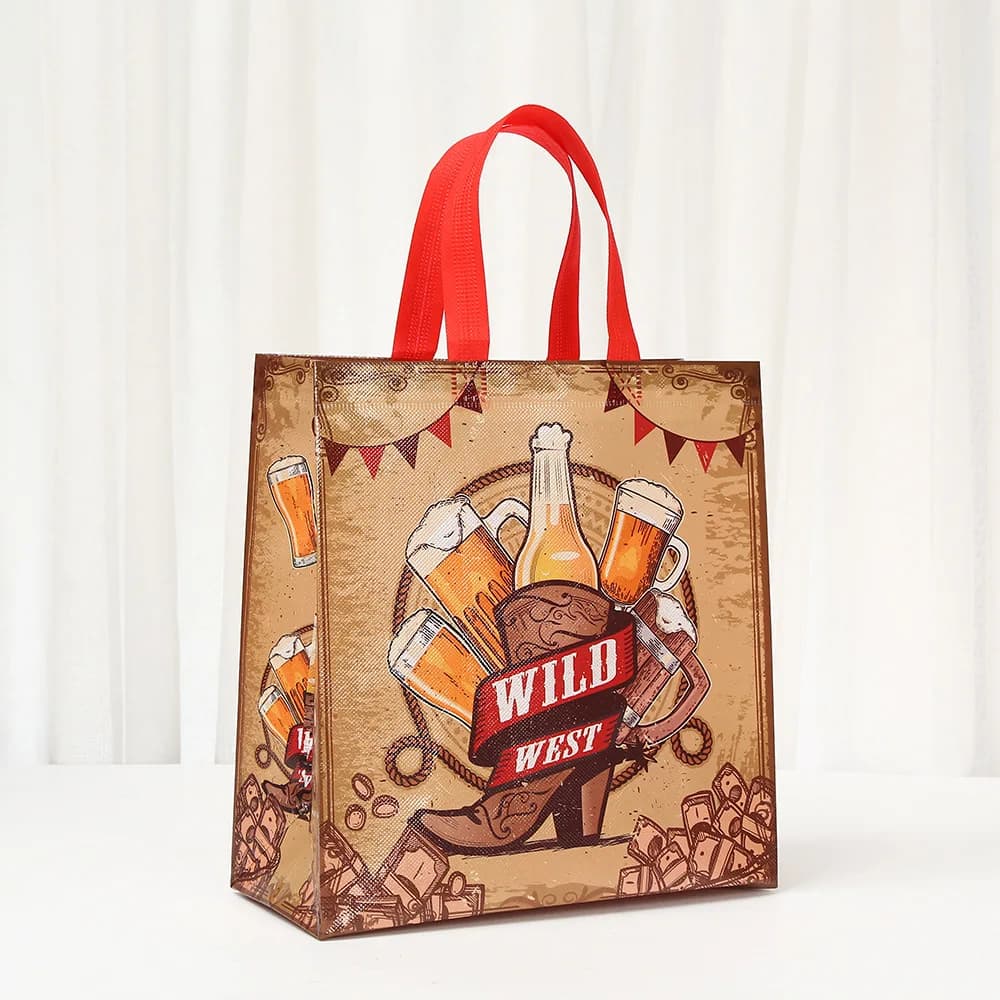 12/30 sacchetti di stoffa stampati Wild West, riutilizzabili, per bomboniere, per lo shopping del mercato in aula di compleanno