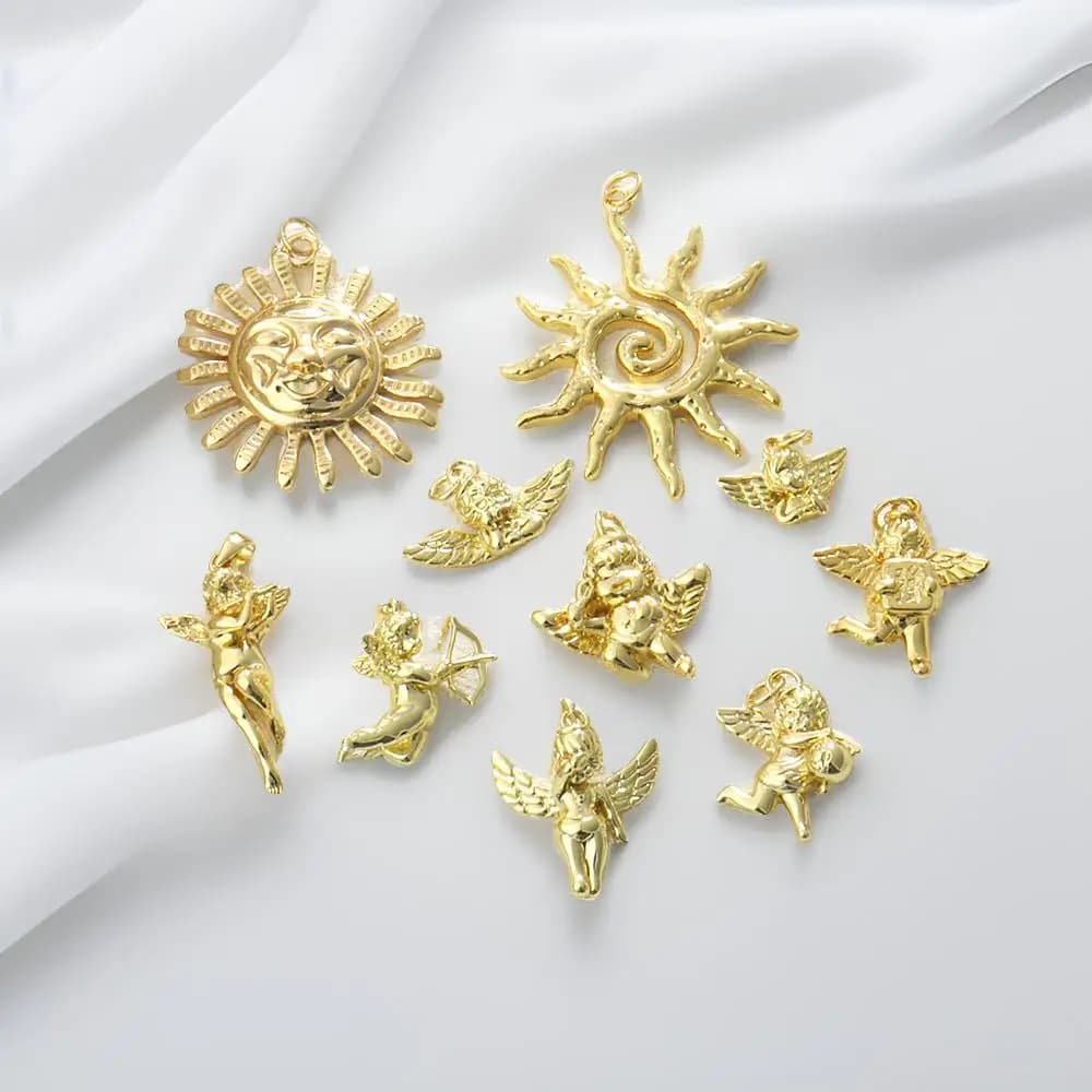 1PC fashionable and personalized copper sun angel DIY pendant accessory necklace bracelet earring accessory pendant