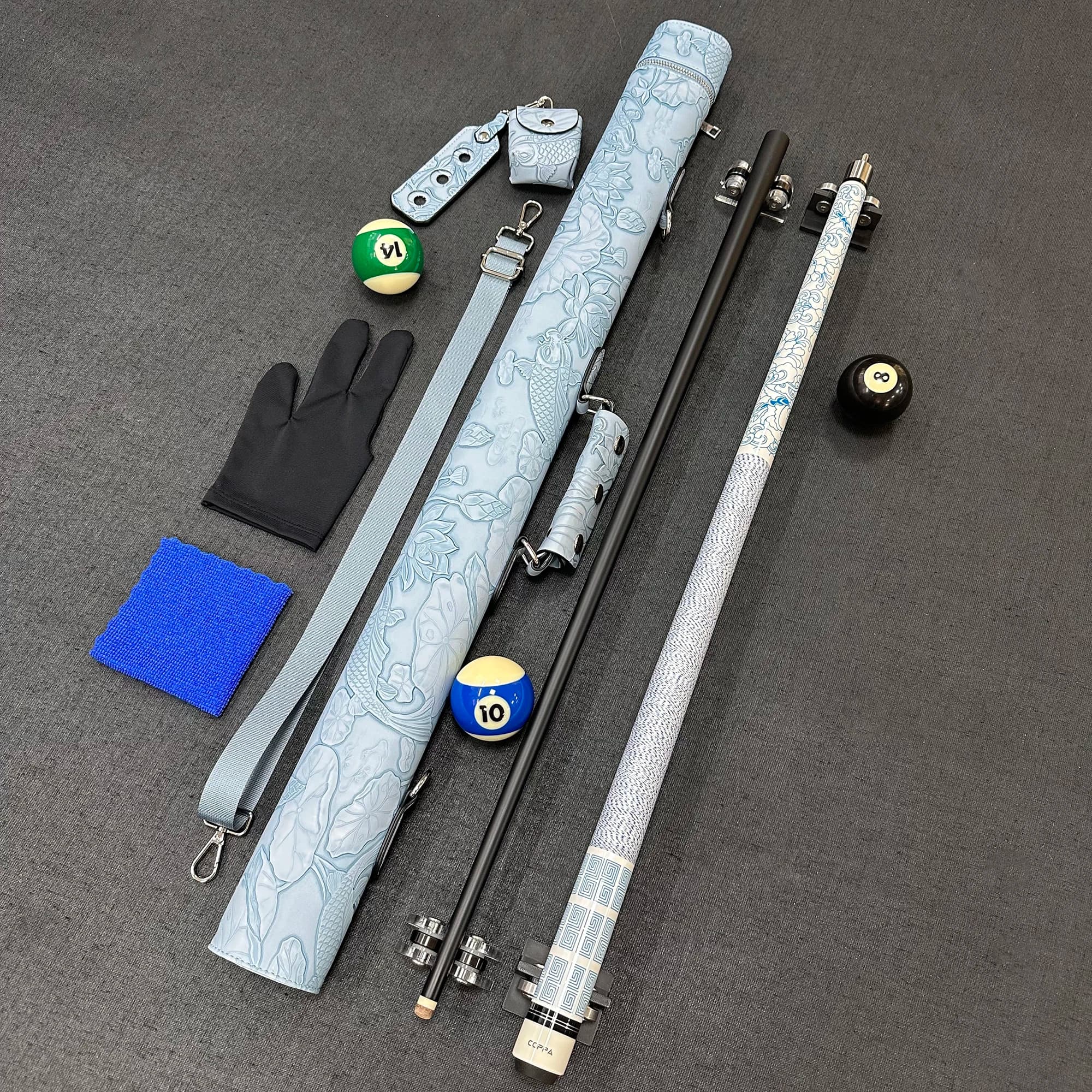 11.5/13mm options available, shaft length 148CM, billiard stick set, including embossed stick tube + glove cleaning cloth