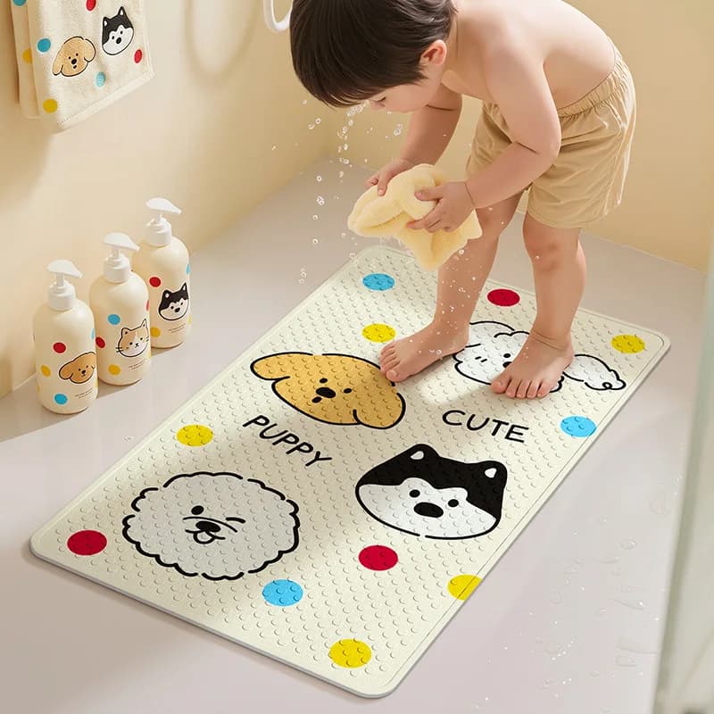 Tappetino da Bagno in PVC Ecologico con Disegni Cartoon, Antiscivolo su Entrambi i Lati con Particelle Massaggianti e Forti Ventose, Inodore per Doccia