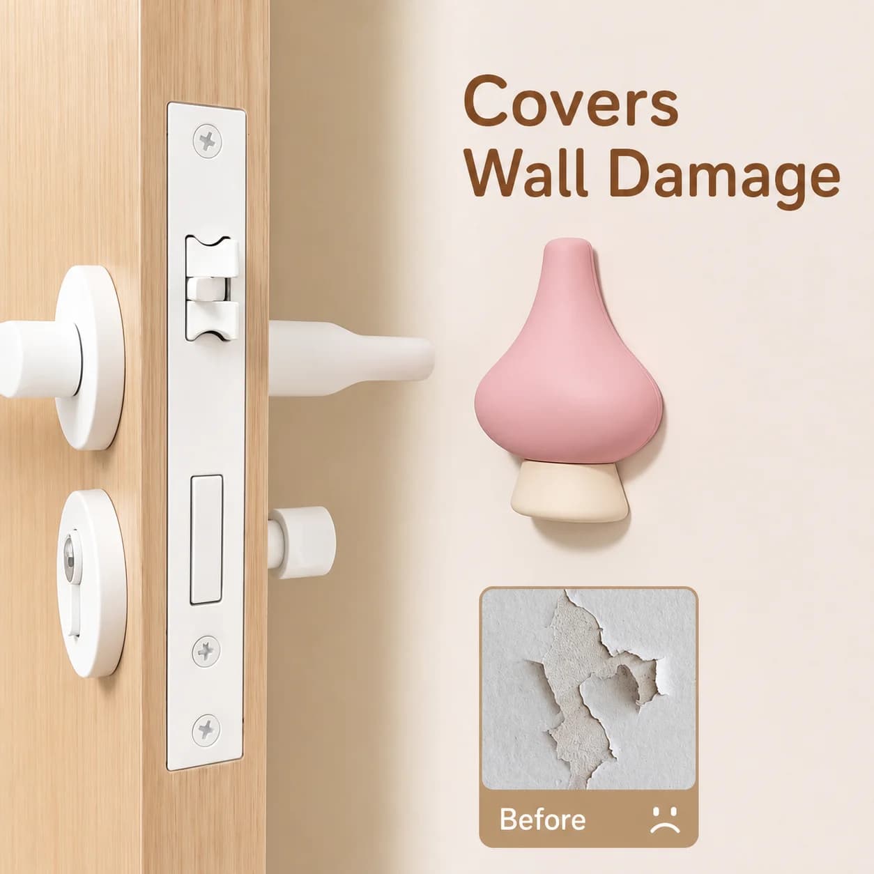 New Silicone Wall Protection Mat Self Adhesive Anti-Shock Door Stopper Cute Tree Shape Easy Install Door Handle Pad Home Use