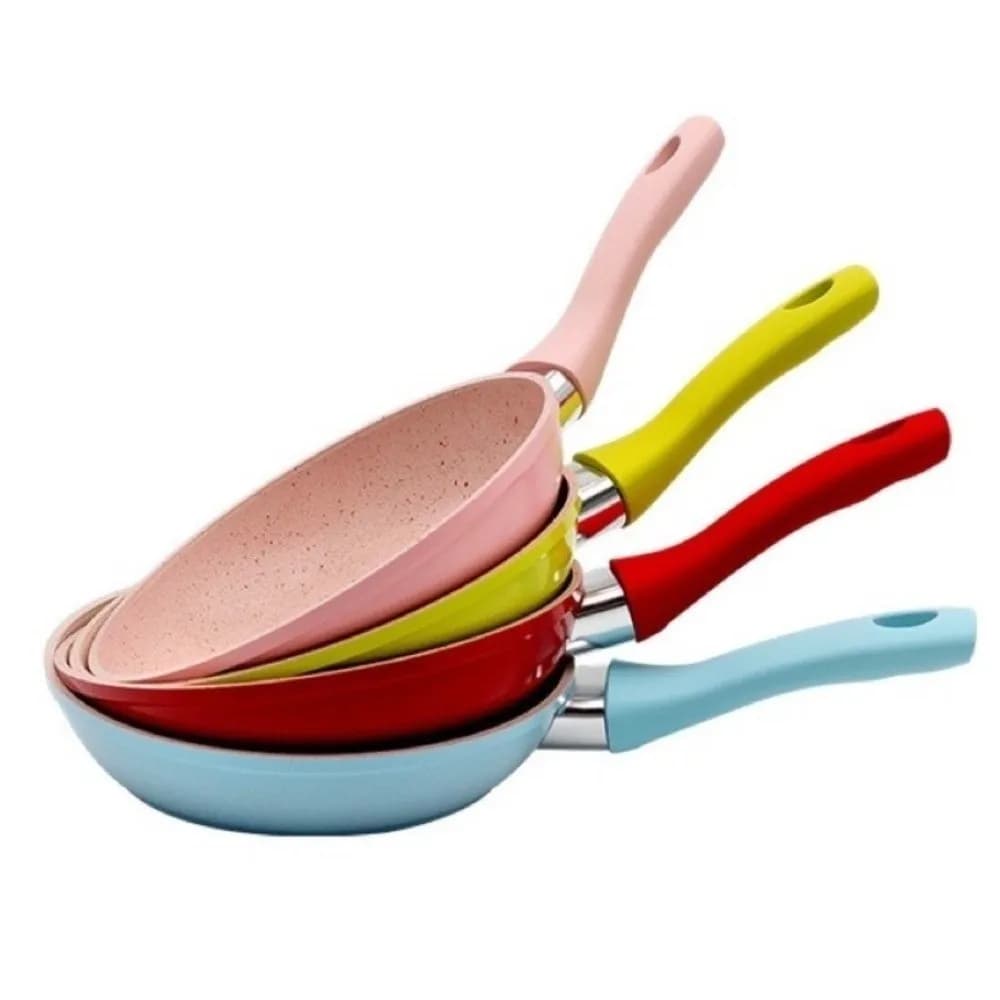 Wok non-stick pan Silicone sleeve Coated in marble Mini cooker Kitchen pan 14 cm Kitchen pot Cooking pot Home food pan