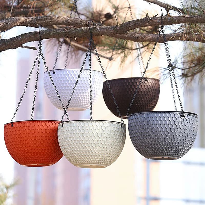 Upper Diameter 16.5cm Rattan Plastic Hanging Basket Succulent Green Plant Hanging Pot Honeycomb Hanging Pot